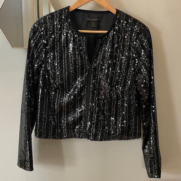 Christian Siriano Black Sequin Evening Jacket | Size M (Runs Small), EUC - Picture 2 of 6
